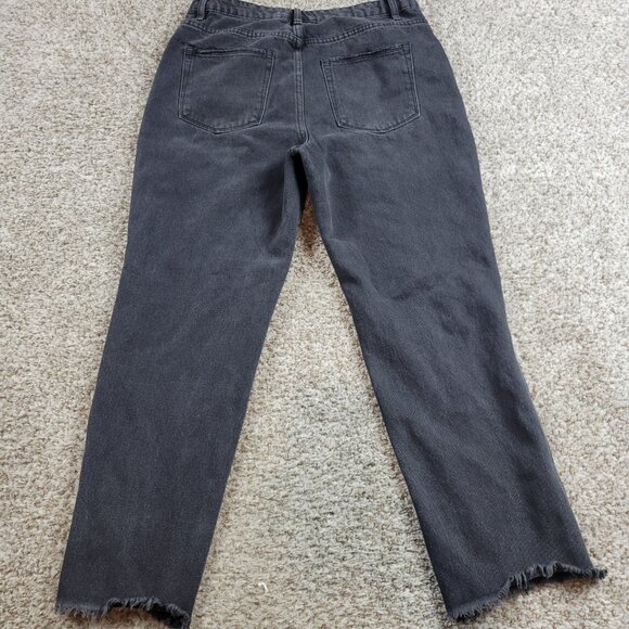 Flying Monkey Jeans Womens 30 Black Crop High Rise Distressed Dark Wash Denim - Picture 6 of 7